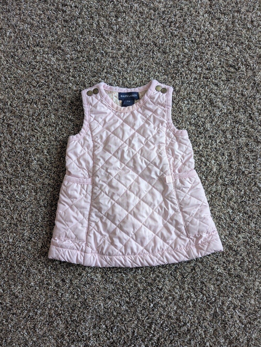 Ralph Lauren Baby Girls Quilted Dress Size 9 Months Pink